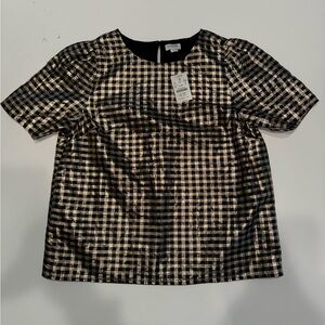 J. Crew Plaid Metallic Top